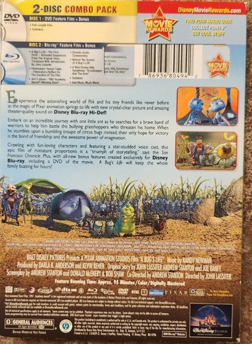 A BUG' S LIFE (DVD BLURAY) Disney Pixar 2 Disc With Slip Cover - Picture 2 of 5