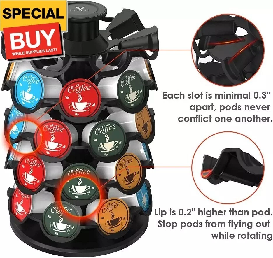Organizador de soporte de carrusel de almacenamiento de cápsulas de café compatible con 40 cápsulas Keurig K-Cup Foto 3 de 4