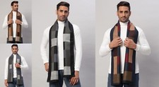 Mens Winter Warm India Made 100 CASHMERE Scarf Scarves Plaid Wool Windproof