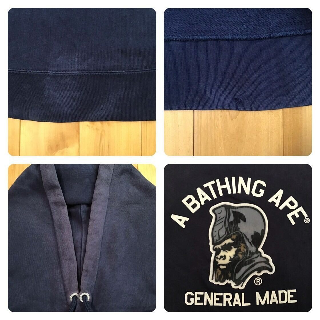 BAPE General Logo pullover hoodie Navy A Bathing Ape Size M | eBay
