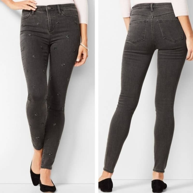 Talbots Jeans Black Jeggings 6 Limited Edition Beaded Star Pattern High Rise  NWT | eBay