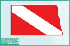 NORTH DAKOTA Shaped DIVE Flag Vinyl Decal Car Truck Sticker SCUBA Diving Decal
