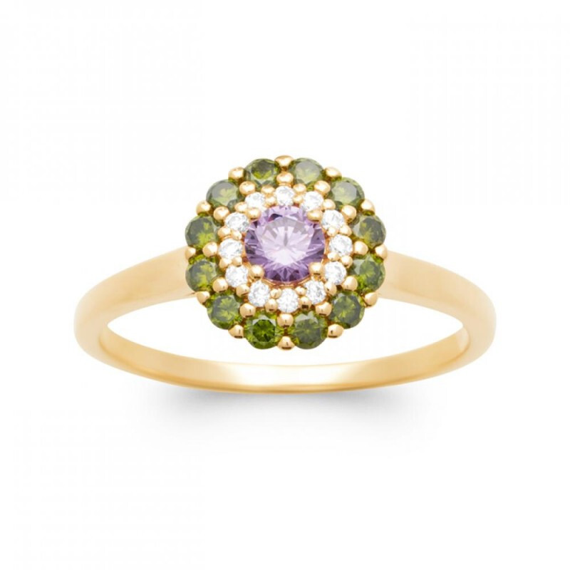 Bague fleur en plaqué or 18k et oxydes de zirconium, le cadeau idéal pour femme