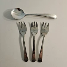 4 pc Vintage SilverPlated Leonard Italy Cocktail Seafood Forks 5" & Spoon 6" Set