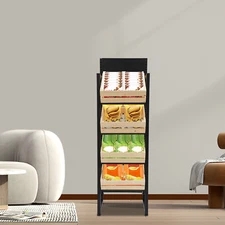 Market Retail Display Rack, Wood Fruit and Vegetable Storage Rack, Fruit Basket
