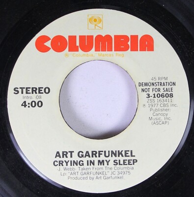 Rock Promo 45 Art Garfunkel - Crying In My Sleep / Crying In My Sleep On Columbi