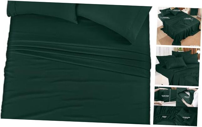 Bed Sheets Set - 4 Piece Bedding - Brushed Microfiber - Queen Emerald-image