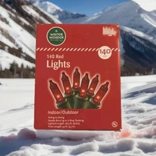 Winter Wonder Lane 140 Red Mini Lights Green Wire Indoor/Outdoor