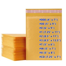 25-200Pc Kraft Bubble Mailer Padded Shipping Envelope Bags Self Sealing All Size