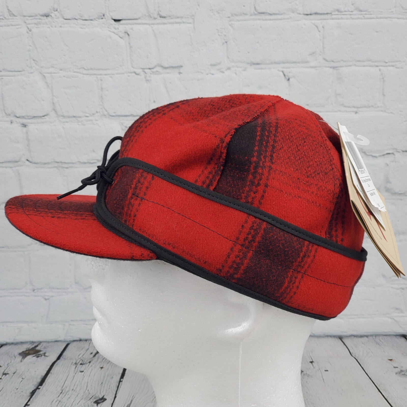 Stormy Kromer Original Red Plaid Wool Hat 7 5/8 Made in Michigan USA