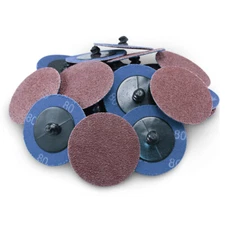 25 Pack - 2" 80 Grit A/O Quick Change Sanding Disc Black Hawk, Type R Roloc
