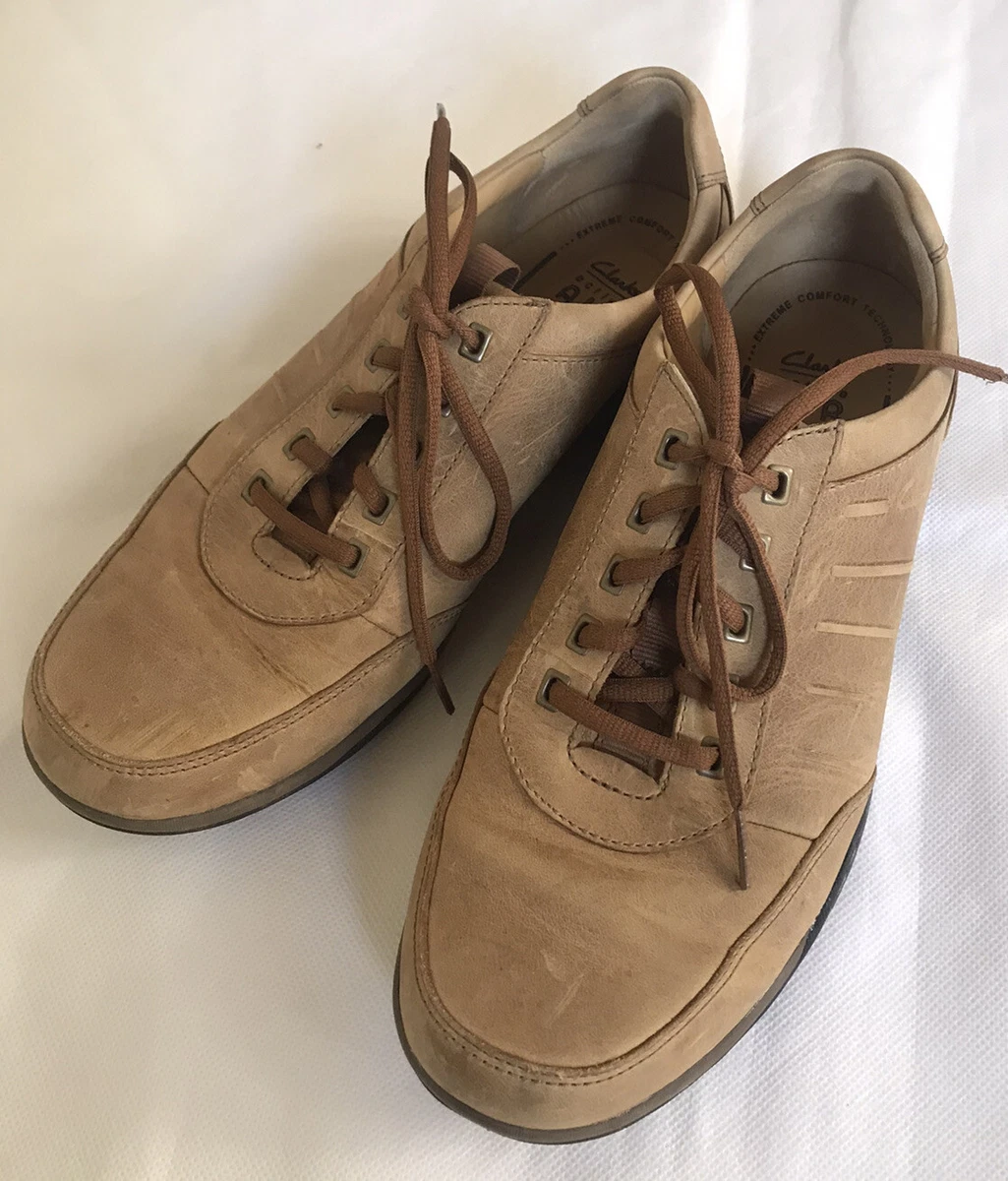 CLARKS MEN S ACTIVE AIR LIGHT BROWN LEATHER TRAINERS SHOES SIZE UK 8G
