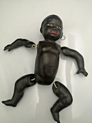 Poupée Ancienne Petitcollin Mignonnette - Celluloïd Négri 13 Cm - France