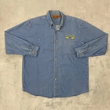 Harriton Denim Shirt Men Large AUBURN CORD DUESENBERG AUTO MUSEUM 2008