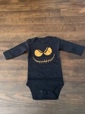 Baby Halloween Black Orange Jack O Lantern Short Sleeve One Piece 3 MO NWT