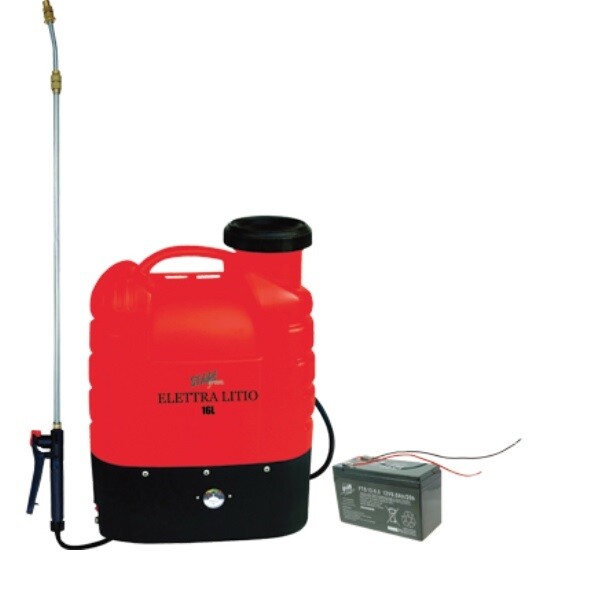 POMPA PRESSIONE IRRORATRICE ELETTRICA ZAINO A SPALLA 16 LT BATTERIA 12 V