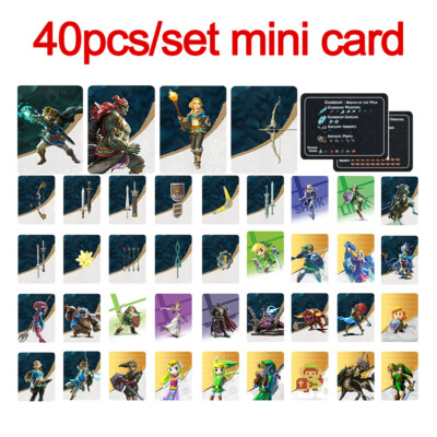 40pcs BOTW TOTK amiibo Zelda Tears of the Kingdom Breath of The Wild Square Card
