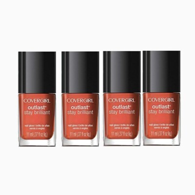 4 PACK Covergirl Outlast Stay Brilliant Nail Gloss, Coral Crave, 0.37 oz