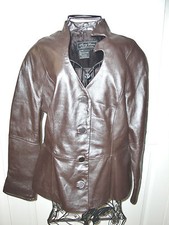 "terry Lewis"luxuries Brown Metallic Leather Button Down Jacket Size 8p.cute!