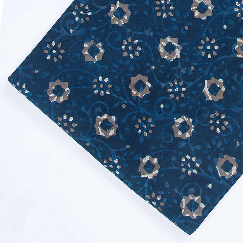 Indian Cotton Hand Block Print Fabric by the yard Floral Beautiful Sewing Fabric - Image 3 of 4