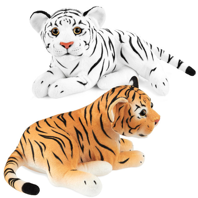 Bambola Tigre Peluche Animale 30 Cm Sdraiata Giocattolo Regalo Bambini Morbido