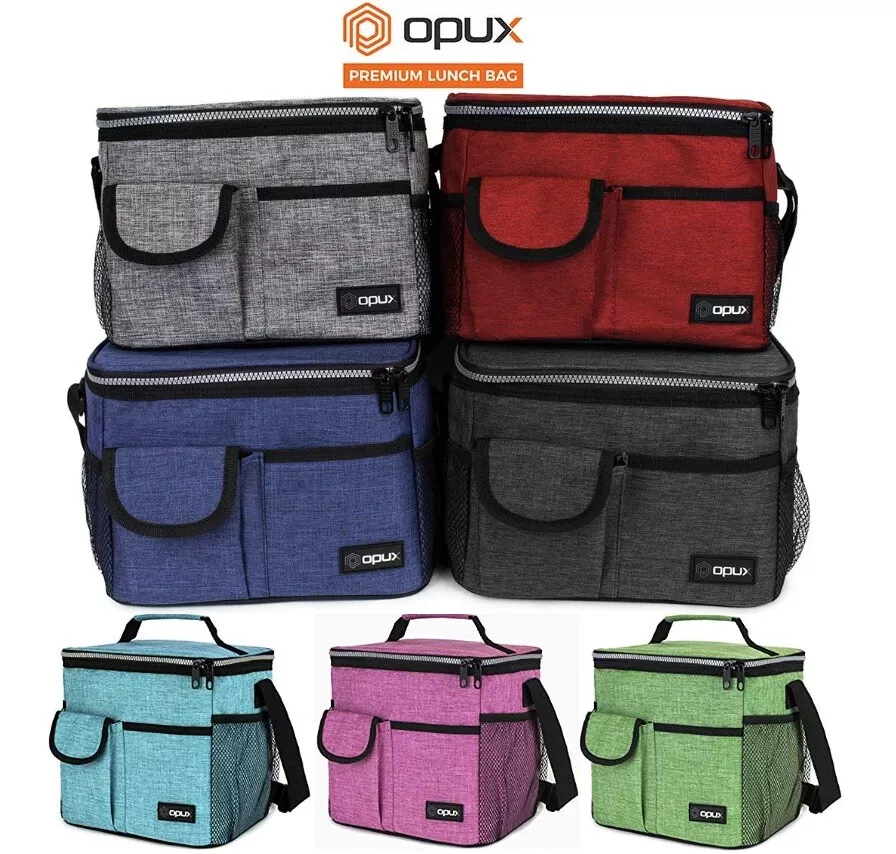 OPUX Insulated Lunch Box Men Women, Leakproof Soft Cooler Bag Work School  Beach, Pail Tote Adult Kids Boys Girls (Camo Blue, Medium - 8L)