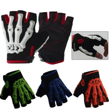 Half Finger Short Motorcycle Gloves Skeleton Bone Biking Gloves For Men Women