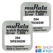 2 Murata 394 SR936SW Batteries Silver Oxide 1.55V Sony Watch Battery 2026 New