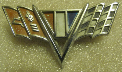 1965, 1966 & 1967 CHEVROLET IMPALA V8 V METAL EMBLEM BADGE GENUINE ORIGINAL OEM