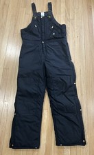 Carhartt Insulated Bib Overalls Mens 38x32 Black Relaxed Fit Quilted R33 BLK