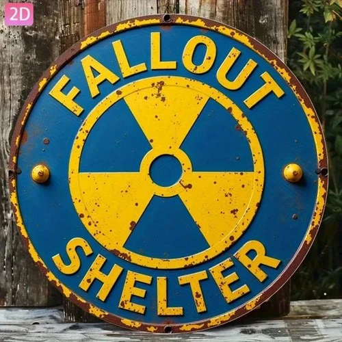 Vintage Nuclear Reactor Shelter Tin Metal Signs Home Décor Wall Art 8x8