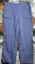 Chicos Size 2 US Large Linen Wide Leg Pants Side Pockets