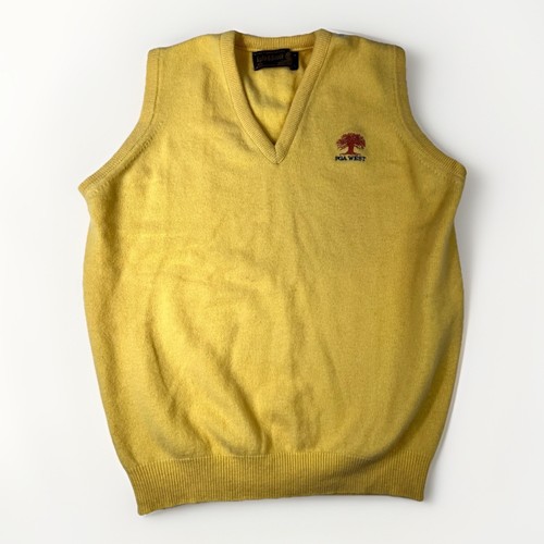 Lyle & Scott, Maglione vintage Lyle & Scott uomo super lana di agnello gilet giallo made in Scotland XXL