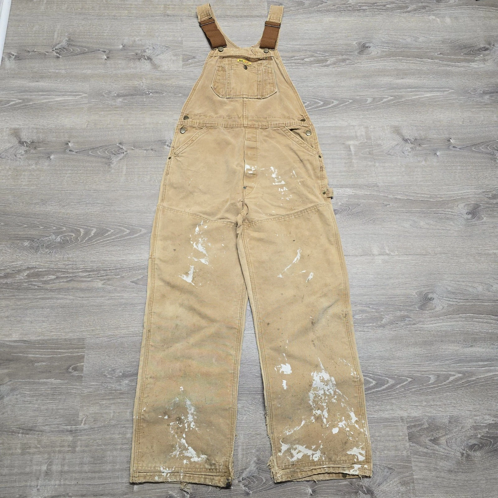Vintage Work'n Sport Overalls Mens 34x30 USA Made Duck Canvas Painter Distressed