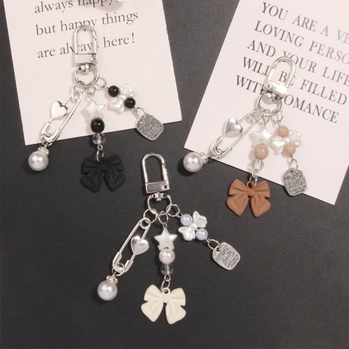 Pearl Bowknot Beaded Pendant Phone Straps Lanyard Pocket Keychain Strap - Photo 4 sur 10