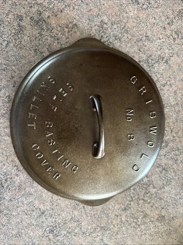 Vintage Griswold Cast Iron Self Basting Lid Cover No 8 Large Logo