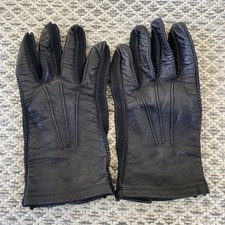 Vintage Ruson Black Leather Driving Gloves Mens One Size Unlined
