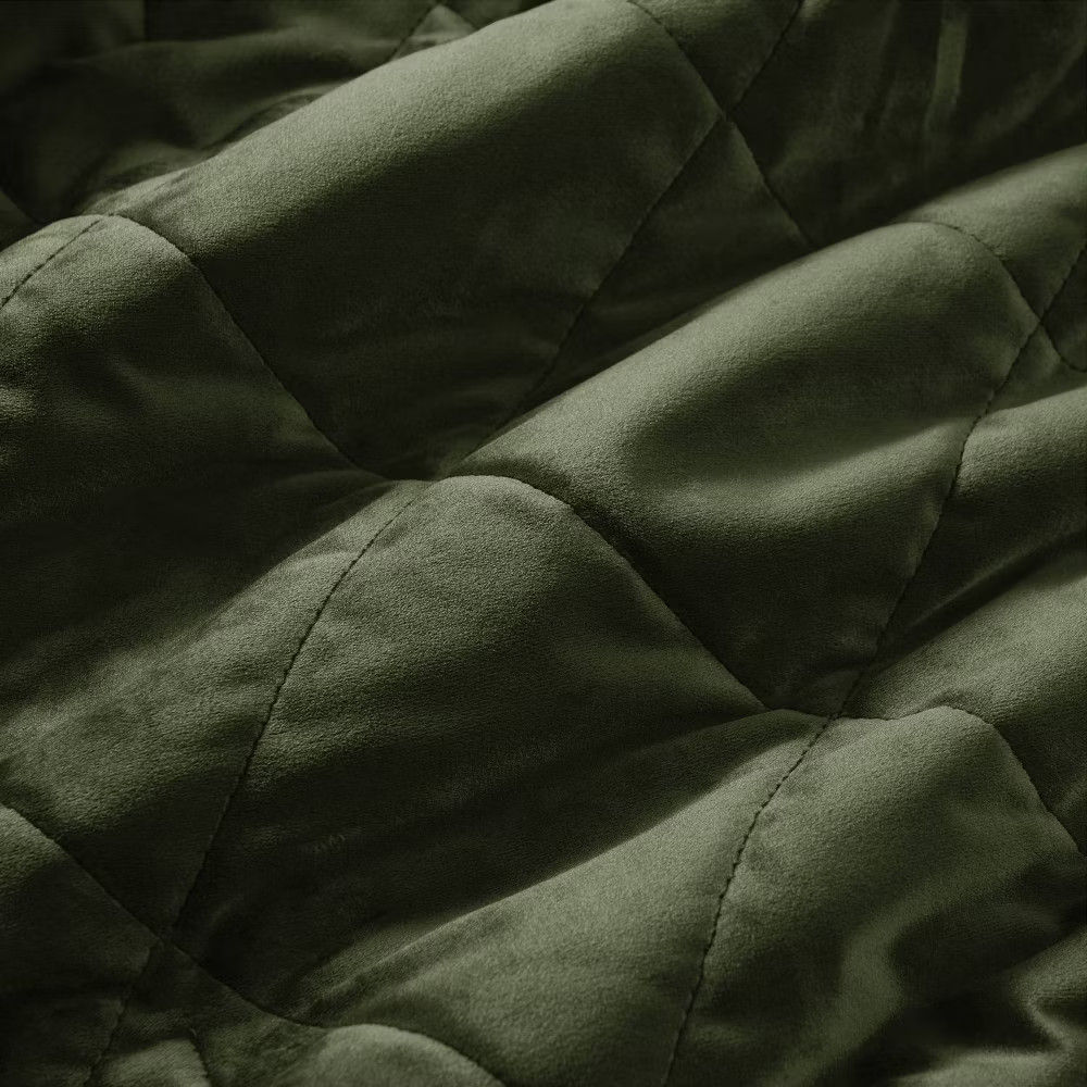 Brookstone Full/Queen Heated Diamond Stitch Quilt Blanket Olive Green