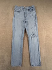 Levi's Jeans Womens 28X30 Blue Denim 724 High Rise Slim Straight Leg Distressed