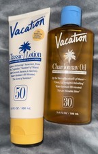 Vacation Chardonnay Oil Sunscreen SPF 30 3.4oz 3/29  Classic Lotion SPF 50 4/27