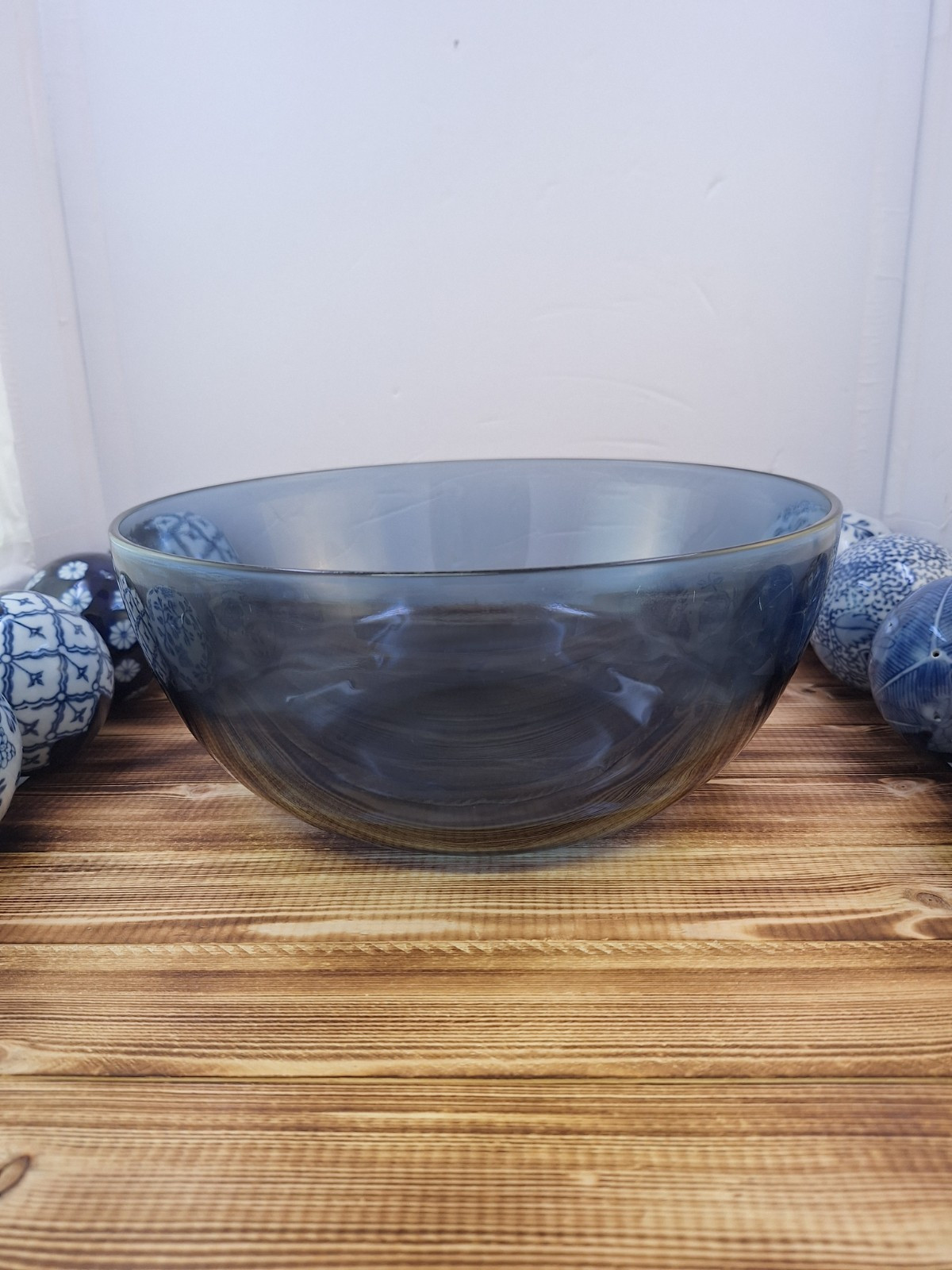Lot Of 12 Vintage 4" Blue White Chinoiserie Carpet Balls Center Piece 10.5" Bowl