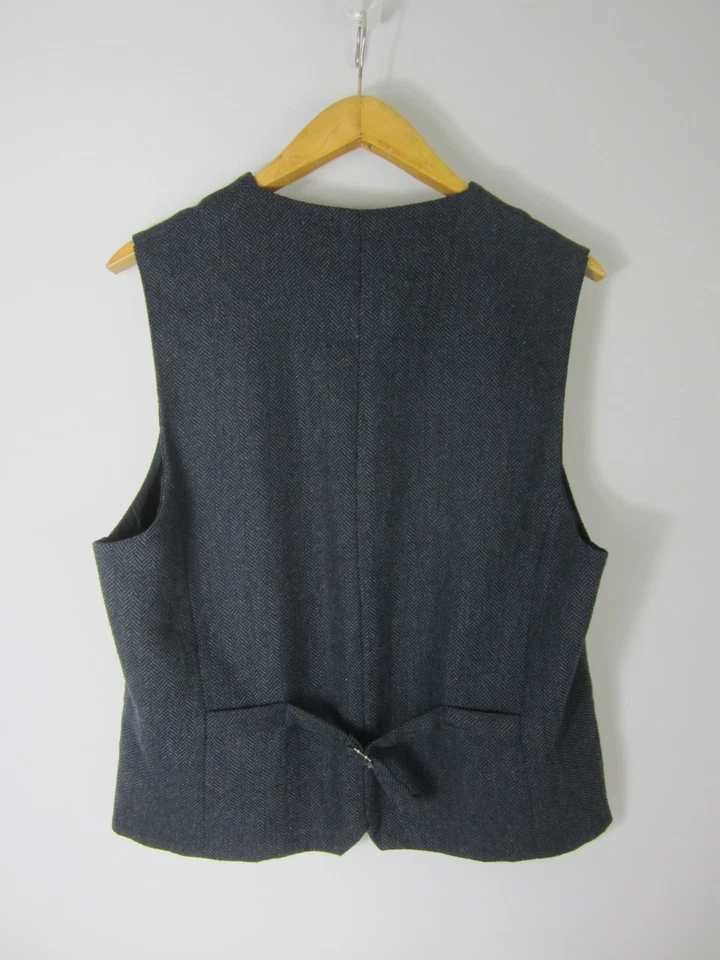 Emerald Isle Weaving Mens L Navy Blue Black Wool Herringbone Vest UK 56 43" - Image 3 of 4