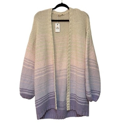 Marine Layer Karolina Cardigan Lilac Ombre Womens sz L Knitted Oversize Cozy NWT