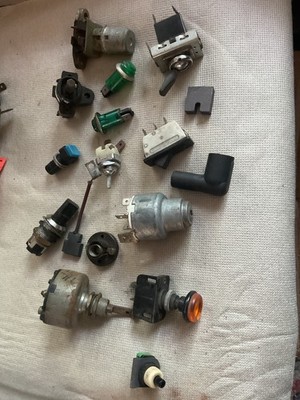 Classic car switches, warning lights joblot Lucas etc
