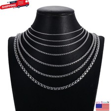 16-36" Stainless Steel Silver Chain Cuban Curb Womens Mens Necklace 3/5/7/9/11mm