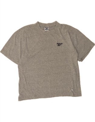 REEBOK Womens Oversized T-Shirt Top UK 10 Small Grey Flecked Cotton AZ14