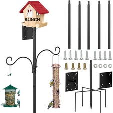 94 Inch Bird Feeder Stand, Heavy Duty Bird House Pole With Shepherds Hooks, A...