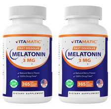 Vitamatic Melatonin 3mg Tablets Vegetarian, Natural Berry Flavor - 730 Tablets