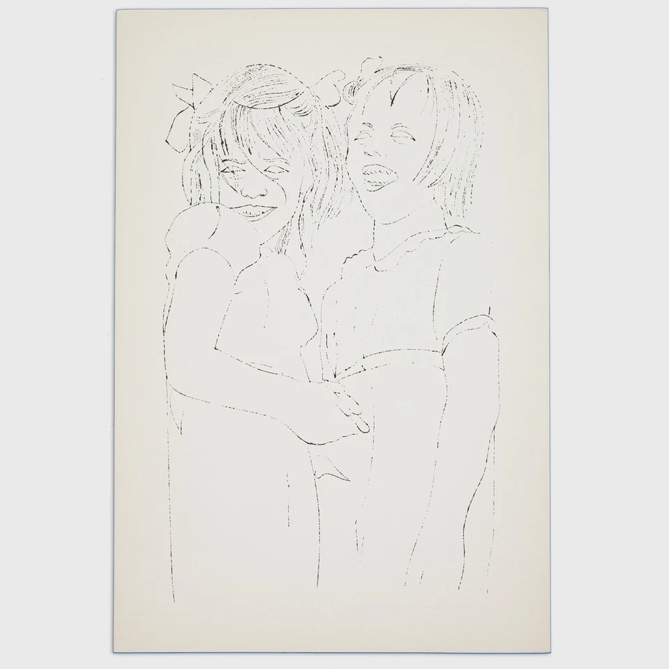 Andy Warhol Rare Vintage 1954 Original Two Girls Laughing Lithograph