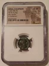 Ancient Greek Ionia Colophon c 330-285 BC AE18 Obv Apollo Ch VF NGC